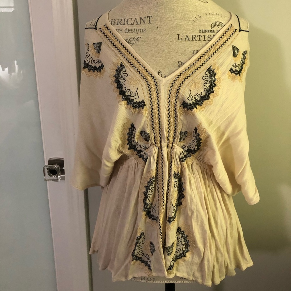 Miss Love Cream Black & Gold Boho Top